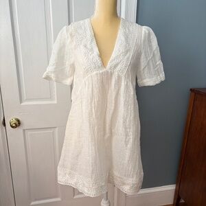 Zara Off-white Short Sleeve Mini Dress